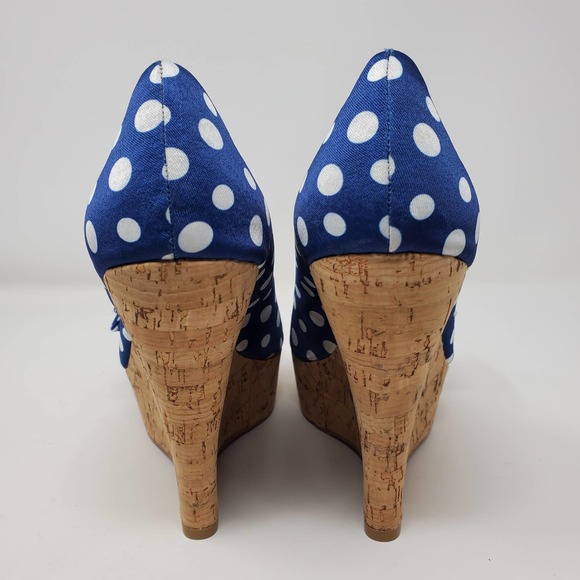 Paris Hilton White Polka Dot Shelly Wedges Sandals - Picture 5 of 10